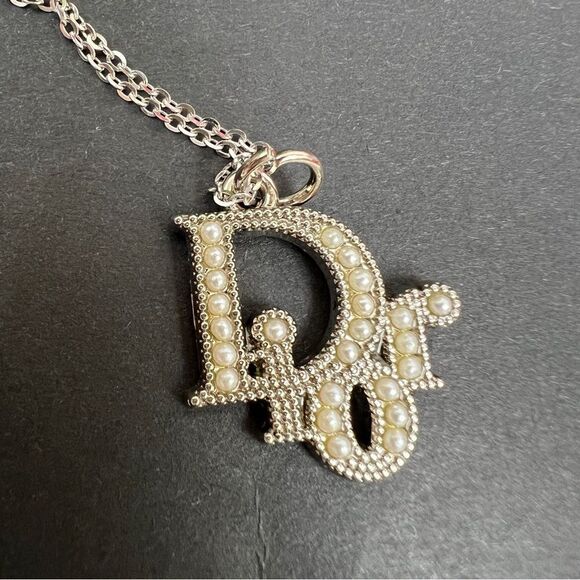 Upcycled Custom 925 Silver Necklace Flash O Chain w/ Christian Dior Charm - Picture 5 of 8